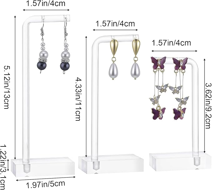 Bremorou 3 Pcs Acrylic Earrings Display Holder Clear Earring Stand Jewelry Display For Show Earring Display Jewelry Holder Organizer For Necklaces Bracelet Vendors Women And Photo Selling - Image 2