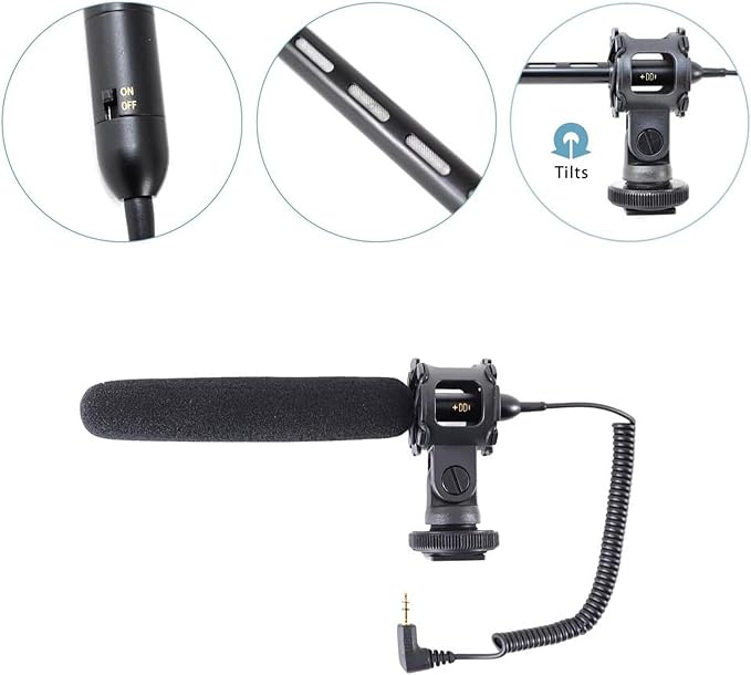 Pyle Camera-Mount Shotgun Microphone, Back Electret Condenser, Line-Gradient Pattern, 3.5mm Connector, 42dB Sensitivity, 50Hz-18kHz, Windscreen & Mic Holder, On-Camera Condenser Mic for Clear Audio - Image 6