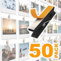 50 Pack Mini Self Adhesive Clips for Pictures - Black Wood Clip Photo Holders for Wall, Poster Hanger, Photo Cards Hanging Display Board & Picture Boards, Artwork Photos Holders Card Room Decor by TOROS