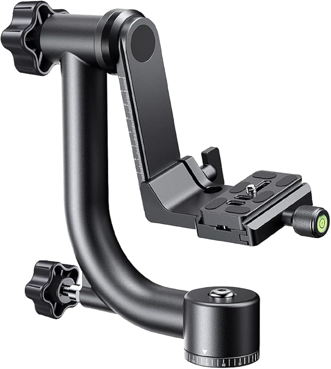 K&F CONCEPT Aluminum Alloy 360 Degree Panoramic Gimbal Tripod Head with 1/4'' Standard Quick Release Plate and Bubble Level,Load Capacity up to 20kg/44lbs | 1/4'' Standard Quick Release Plate, Bubble Level, Load Capacity up to 20kg/44lbs. TG06 by KFCONCEPT