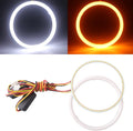 Qasim 1-Pair 120MM White+Amber Switchback 144SMD 4014 LED Halo Ring Angel Eyes Fog Warning Lights 12V by Qasim