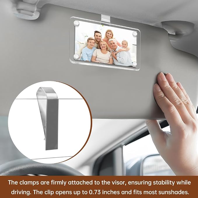 Car Picture Holder, Magnetic Car Picture Frame with Visor Clip Personalized Photo Holder Cars Accessories Photo Holder Displays(1pc,9 * 6cm) - Image 5