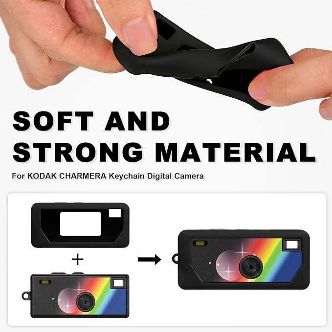 Silicone Case for Kodak CHARMERA Millennium Keychain Mini Digicam Blind Box | Soft Keychain Camera Sleeve, Precise Cutouts, Case-On Charging & SD Card Access, For Collectors & Daily Carry, Black - Image 2