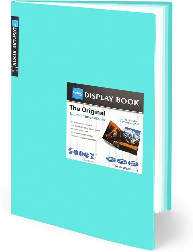 Sooez Art Portfolios 11x17, Portfolio Folder with 30 Pockets & Black Inner | Large binder sleeves, Display 60 Pages, 11x17 Presentation Book for Artwork Storage, Binder with Plastic Sleeves for Artist by Sooez