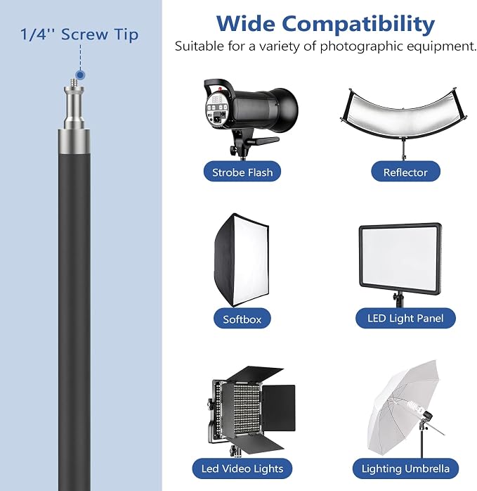 13ft Heavy Duty Light Stand Photography, Sdfghj Air Cushioned 13'/160inch/400cm Sky High Tripod Lighting Stand with Case for Gimbal Stabilizer Video Camera Sports Shooting Studio LED Ring Light Flash - Image 3