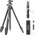 NEEWER LITETRIP LT07 61" Aluminum Travel Tripod for Camera | Pan Tilt Low Profile Ball Head, Arca QR Plate Compatible with PD Tripod Plate, Dual Center Axis, Phone Holder, Max Load 22lb by Neewer