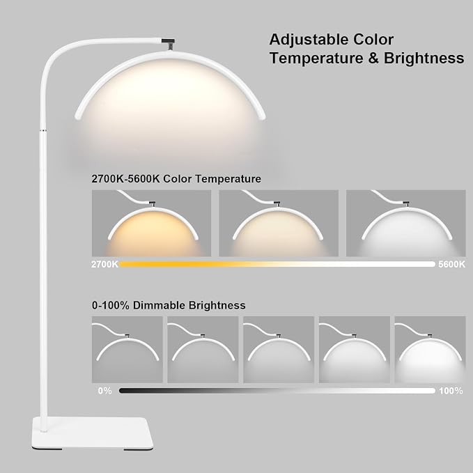 Half Moon LED Floor Light - Professional Shadow-Free Lamp for Lash Techs, Estheticians & Tattoo Artists | Remote Control & Dimmable for Eyelash Extensions, Nail Art, Home & Office - Image 3