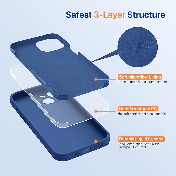 Miracase Silicone for iPhone 14 Case, Glass Blue | Soft Anti-Scratch Microfiber Lining, Premium Silicone Cover Shockproof Drop Protection Phone Case for 14 - Image 4