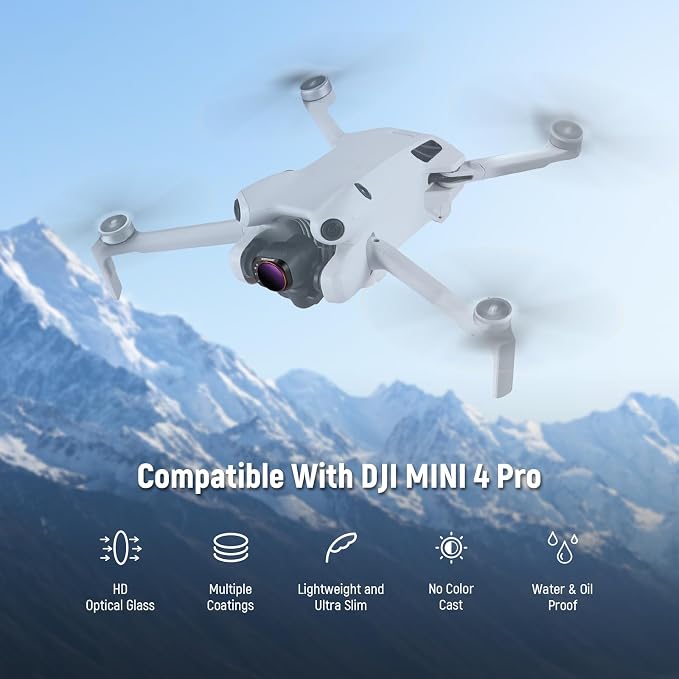 NEEWER Variable ND Filter Compatible with DJI Mini 4 Pro, ND64-512 6-9 Stops Multicoated HD Optical Glass Drone Camera Lens Video Recording Aerial Photography Accessories - Image 2