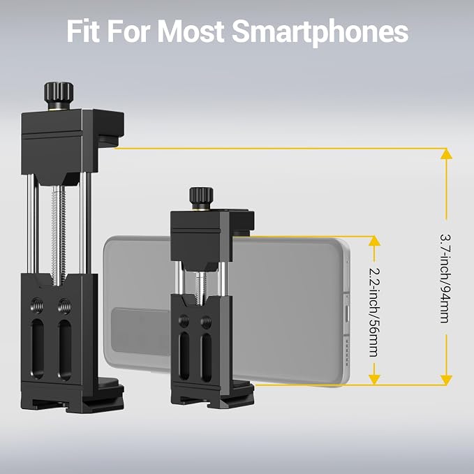 Tripod Phone Mount Holder with Sliding Cold Shoe,Universal Smartphone Mount Adapter with 1/4" Standard Screw&& Arca Swiss Quick Release Plate,Phone Tripod Mount Support Vertical/Horizontal - Image 4