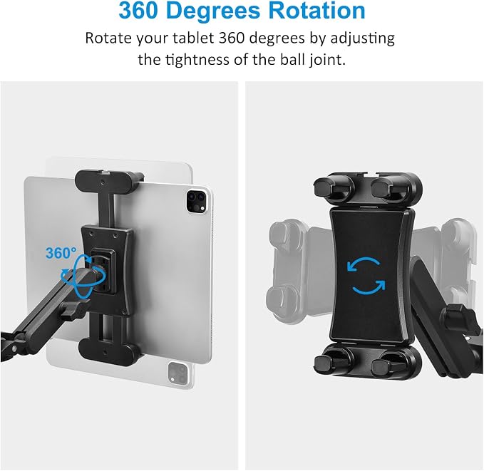 Tablet Holder for Microphone Stand, iPad Mic Stand Phone Holder 360° Swive | Tablet Mic Music Mount Compatible with iPad Pro Air Mini Galaxy and Smartphone 4.7-13.5" - Image 3