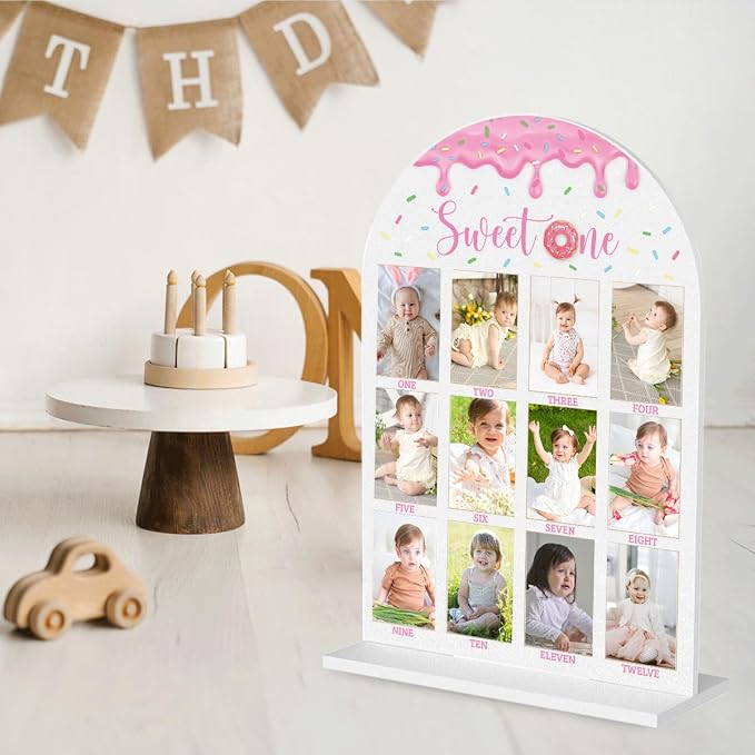 My First Year Photo Board Baby Milestone Signs One Year of Baby Photo Board, Best Babies Keepsake 10x14 Inches Acrylic Sign Decor Fits 2" x 3" Photo A14 - Image 5