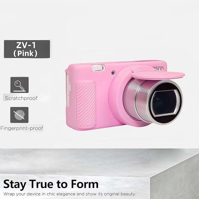 Camera Case for Sony ZV1 Digital Camera.ZV-1 Accessories | Soft Silicone Protective Case Removable Lens Cover,Comes with 2 Screen Protectors and 1 Wrist Strap. (Pink) - Image 4