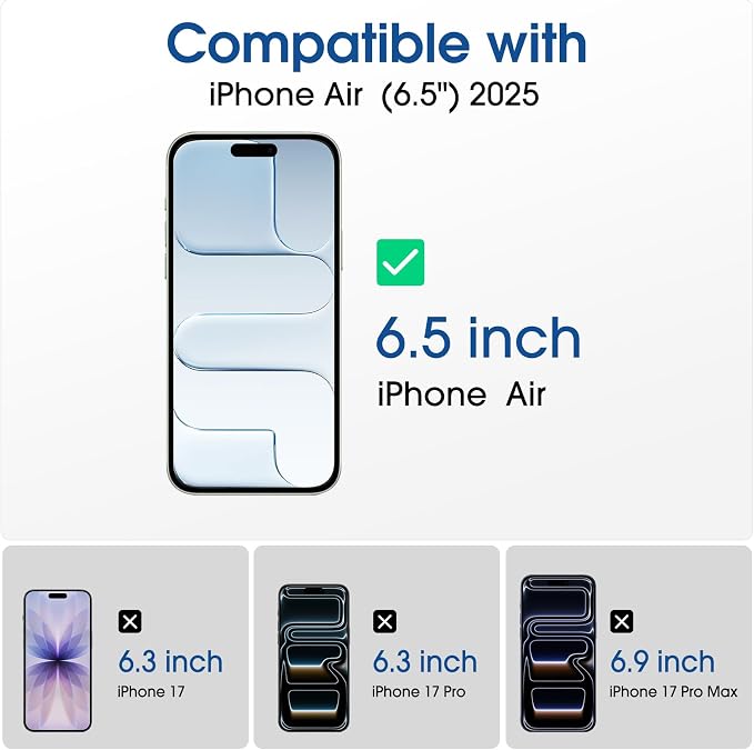 amFilm OneTouch for iPhone Air Screen Protector 6.5'' Tempered Glass | Auto-Alignment, 30s Install, Bubble Free, Scratch & Drop Protection, HD Clear, Camera Lens Protector[2+2 Pack] (17A-6.5'') - Image 2