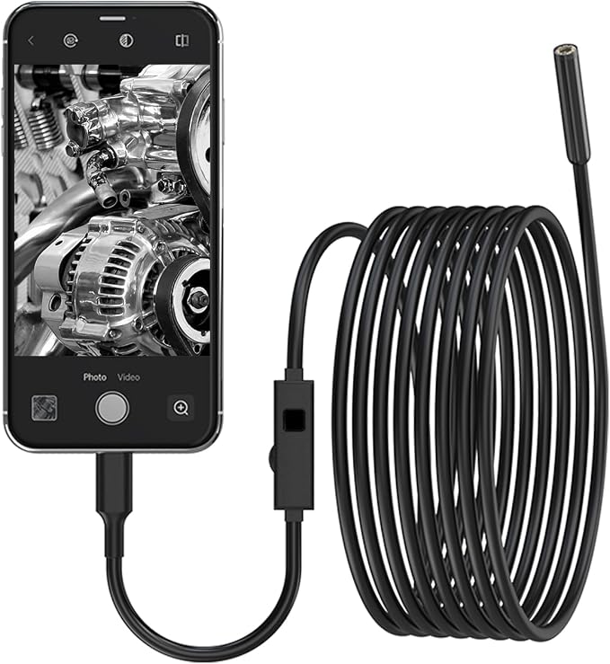 1920P HD Dual Lens Endoscope Camera Semi-Rigid Snake Cable IP67 Waterproof 8LED Lights Dimmable HD Industrial Pipeline Inspection Probe Compatible with Smartphones Endoscope Camera (9.9ft) by LAUREII