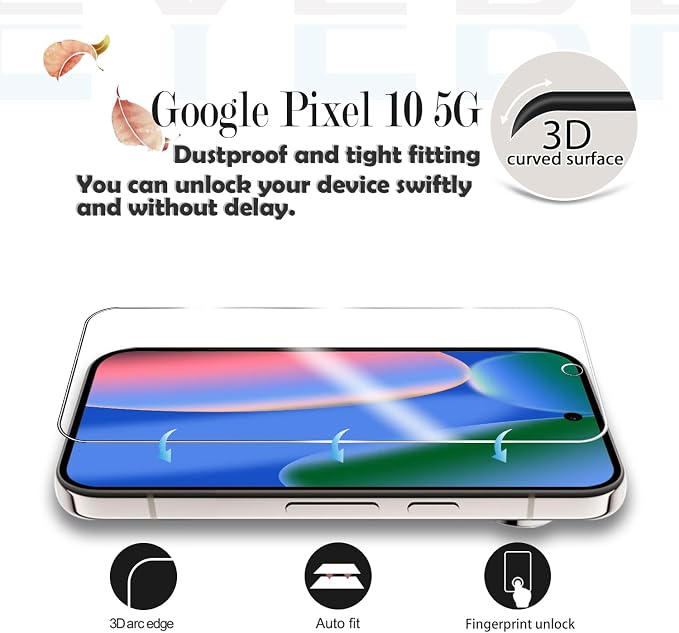 Screen Protector for Google Pixel 10, [2+2 Pack] Tempered Glass & Camera Lens Protectors[Ultrasonic Fingerprint Unlock] [Case Friendly] [Bubble-Free] Screen Protector Glass For Pixel 10 - Image 3