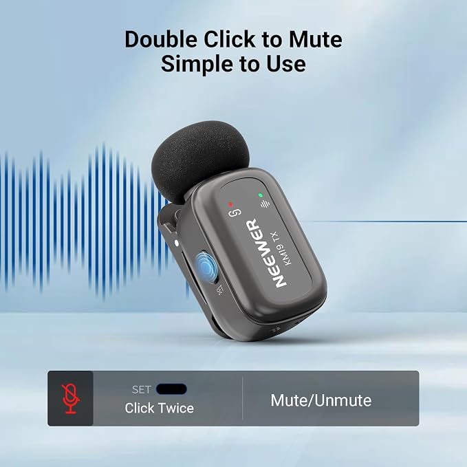 NEEWER KM19 Wireless Lavalier Microphone Compatible with iPhone 17 16, Gray | Compatible with iPhone Android & PC, Mini Lav Mic, App Control, 3 Level Noise Cancelling, 30h Battery, 100m, Video Recording - Image 5