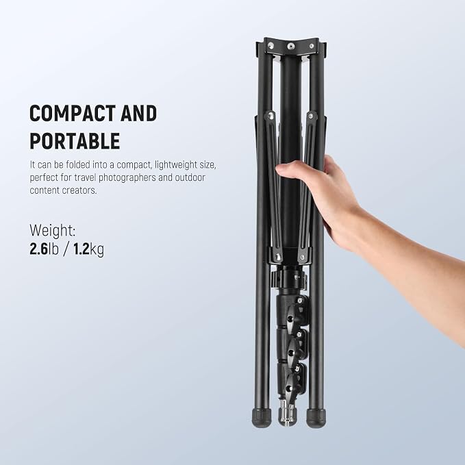 NEEWER Light Stand with 180° Reversible Legs, 70"/178cm Portable Travel Tripod Stand 1/4" Screw & 5/8" Stud for Indoor Outdoor Photography Speedlite Strobe Ring Light Softbox, ST178B, Black - Image 7