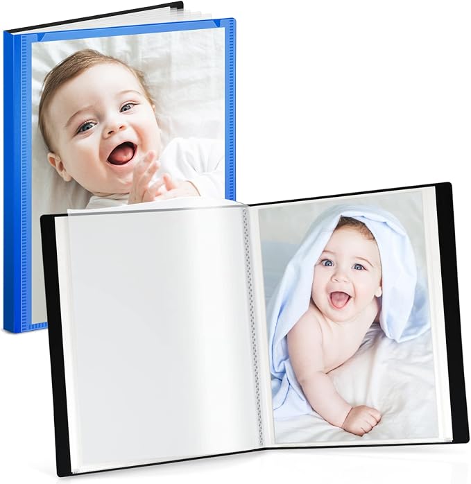 Cranbury 2-Pack Mini Photo Albums 5x7, 48 Photos, Clear Sleeves, Blue | 24 Pockets Each, Customizable Covers, Compact Storage for 5x7 Photos & Keepsakes by CRANBURY