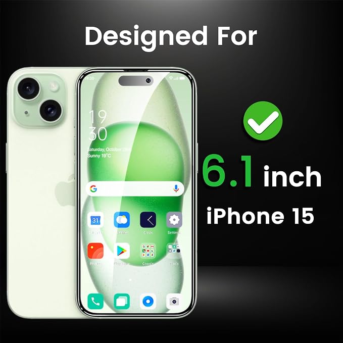 Romkasi 4 Pack Privacy Screen Protector for iPhone 15 6.1 Inch with 4 Pack Camera Lens Protector, Anti Spy Tempered Glass Film, Anti-Scratch, Touch Sensitive, Case Friendly - Image 2