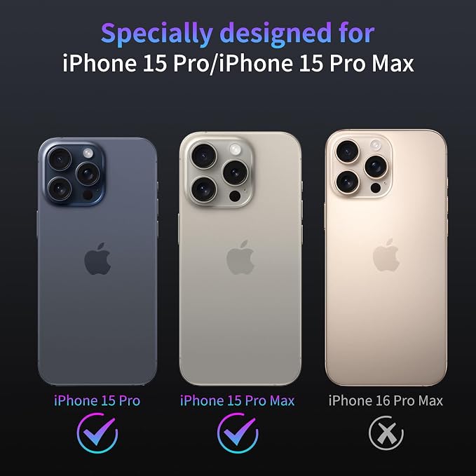 Camera Lens Protector for iPhone 15 Pro/iPhone 15 Pro Max,1 Pack | Tempered Metal Glass Camera Cover, HD Clear Anti-Scratch Lens Screen Protector Film,Case Friendly,Colorful Titanium - Image 2