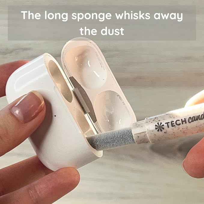Tech Candy Teenie Weenie Earbud Cleanie Earbuds Cleaning Kit - Crud-Removing Multi Tool, Compatible with AirPods, Nib, Soft Brush, Flocking Sponge, Cleaner for Charging Case, Phone, Camera, Pen Shaped - Image 5