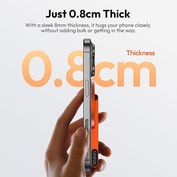 ULANZI MA60 Phone Tripod for Magsafe, Aluminium Mini Phone Stand Orange | Pocket Size Cell Phone Stand, Foldable Selfie Stick for iPhone, Strong Magnet Quick Mount for iPhone 16 15 14 13 12 - Image 3