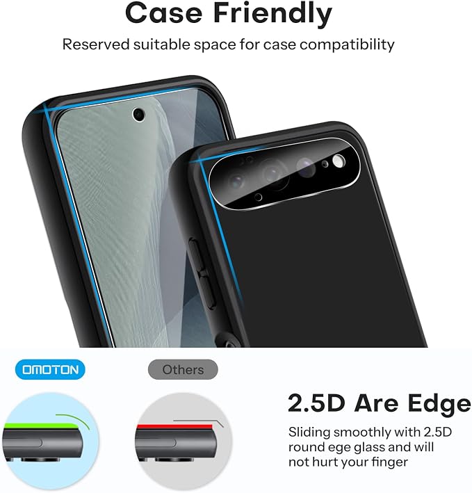 OMOTON 3+2 Pack for Google Pixel 11 Pro XL Screen Protector 6.8 Inch | 3 Tempered Glass Film and 2 Camera Lens Protector, Bubble-free, Easy Installation, Case Friendly, Not for Pixel 11 Pro/ 11 - Image 4