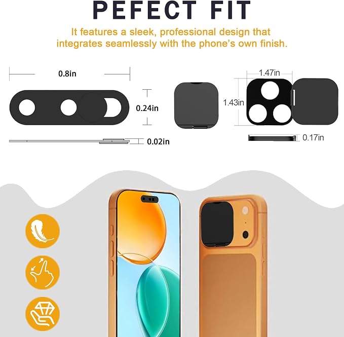 Privacy Cover, Camera Cover Compatible for iPhone 17 Pro/17 Pro Max | Protect Privacy and Security,Camera Lens Blocker Protect Security and Privacy-2Pack - Image 4