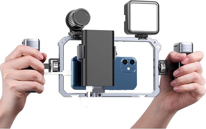 ULANZI Universal Phone Video Rig Kit with Handles, Aluminum Handheld Stabilizer Phone Video Filmmaking Grip for Video Maker Videographer with Cold Shoe for iPhone 16 15 14 13 Mini Pro Max 8 Plus - Image 8