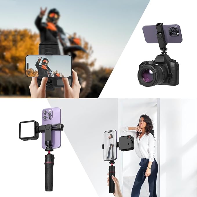 Flexible Phone Tripod Mount Adapter, Universal Smartphone Mount Adapter, Camera Cold/Hot Shoe Phone Tripod Holder for iPhone 17/16/15/14, Samsung Pixel Canon Nikon DSLR and More Cameras - Image 5