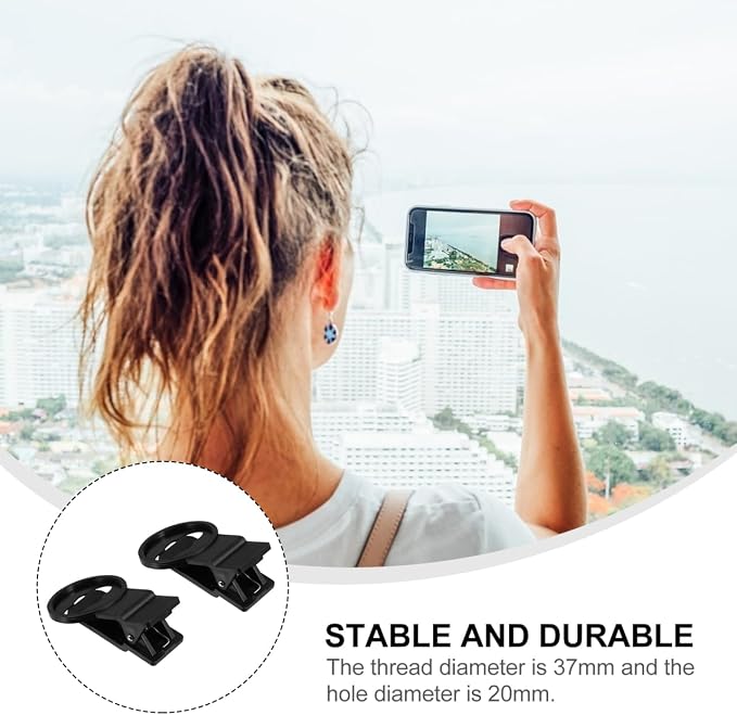 SEWACC Phone Lens Clips Universal Mobile Phone Photography External Lens Clip for Wide Angle Macro and Fisheye Lenses Screw Clamp Design 2 Pcs for Smartphone Camera Accessories - Image 6