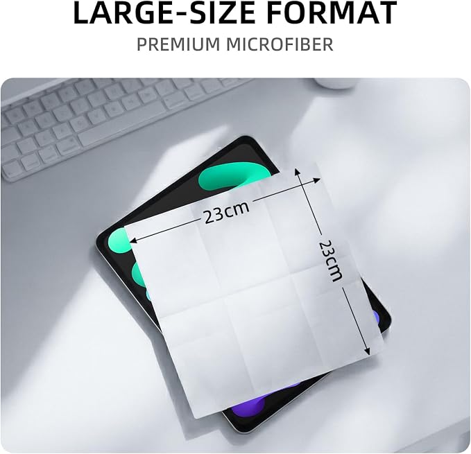 llano Lens Cleaning Cloth, Screen Cleaning Cloth 10 Pack (23cm x 23cm) | Nano Fiber Cloth for Camera Lenses, Smartphone Screens, Tablets, Computer Monitors, Vacuum-Packed and Reusable - Image 2