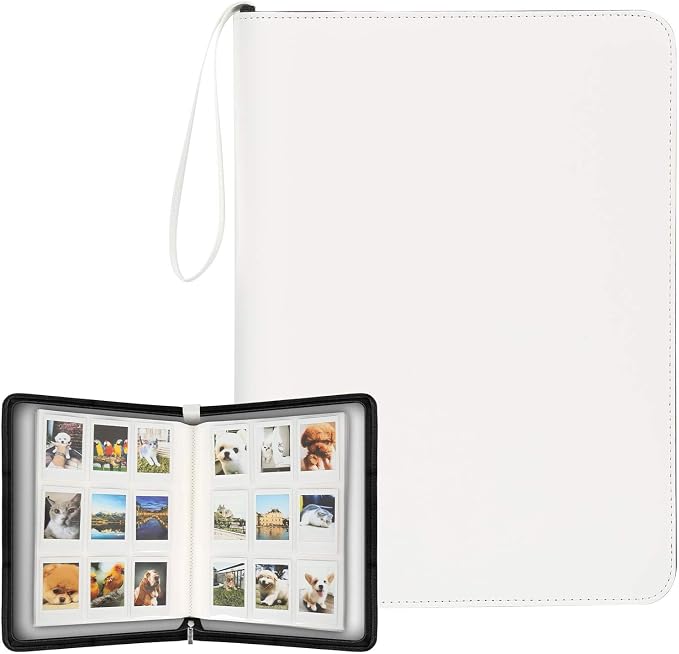 Veicevol 540-Pocket Album for Instax Mini & Polaroid 2x3 inch Photos, White | Designed for Instax Mini and Polaroid 2x3 Photos, Cover with Zipper Closure, Large Capacity, Holds Up to 540 Photos Securely by VEICEVOL