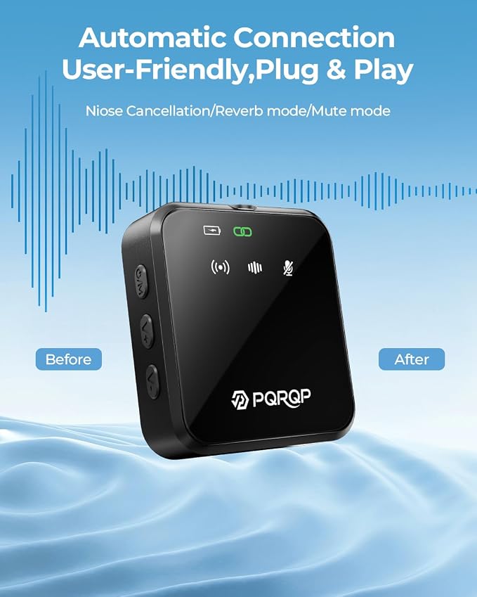 PQRQP 3 in 1 Wireless Mini Microphone for iPhone, Android, Camera,328ft Range, 18H Battery Life,High-Fidelity Audio Clip on Mic for Content Creators-Soot Black - Image 3