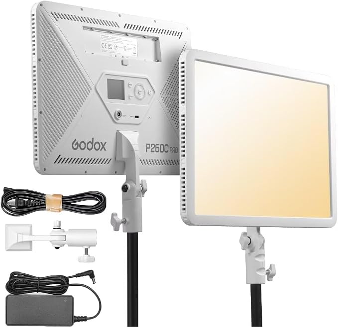 Godox P260C Pro LED Video Panel Light 45W Bi-Color 2800K- 6500K with NFC Automatic Pairing and APP Control by GODOX