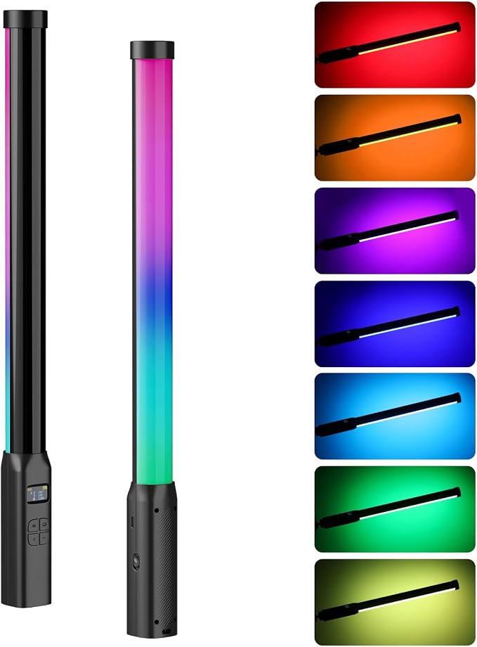 ULANZI VL119 Handheld Light Wand RGB LED Video Light Stick for Photography | 2500-9000K CRI95+ 20 Effects 3300mAh Rechargeable Tube Light with 1/4" Screw & LCD Display for Handheld, Tripod, Light Stand by ulanzi