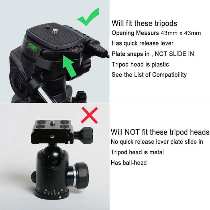 2 Pack Tripod Quick Release Plate Camera Mount Adapter Replacement for Amazon Basics 60" Velbon CX-444 CX-888 CX-460 CX-460mini CX-470 CX-570 CX-690 DF-50 VCT-D580RM VCT-D680RM VCT-R640 - Image 3