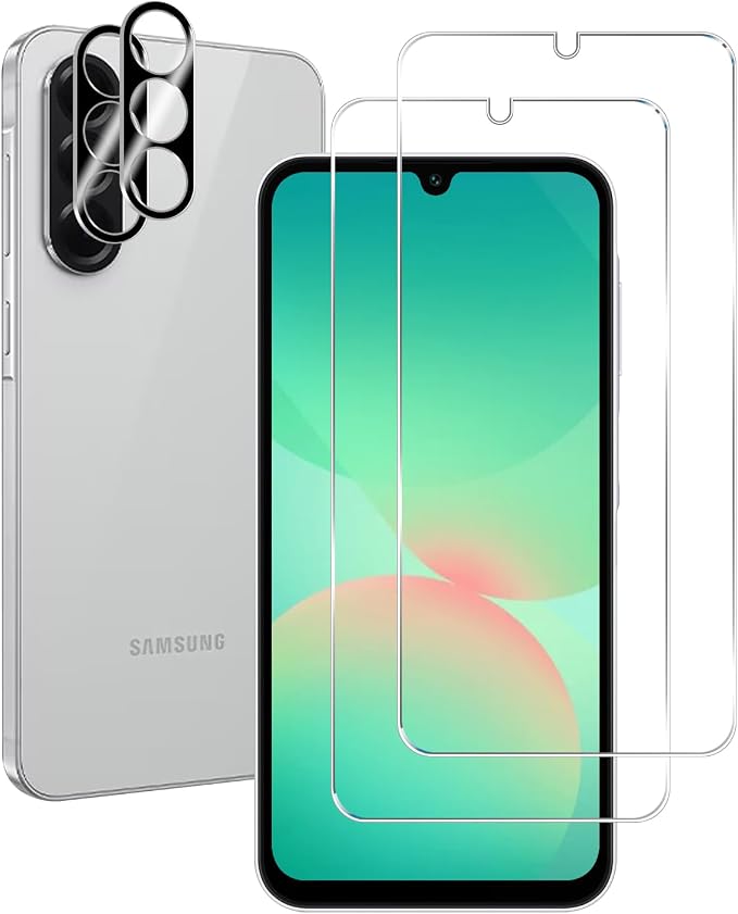BIGFACE Galaxy A26 Tempered Glass Screen Protector + Camera Lens Protector [2 + 2 Pack][Case Friendly][Anti-Scratch][Ultrasonic Fingerprint Unlock] HD Protective Film for Samsung Galaxy A26 by Wehaveaprofessionalteam