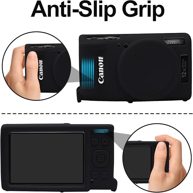 Easy Hood Camera Case for Canon ELPH 360/IXUS 285 HS/IXY 650 Camera,Black | With Removable Lens Cover,Soft Silicone Protective Case,Anti-Scratch,Dustproof,Shockproof,Enhanced Grip,Camera Accessories - Image 4