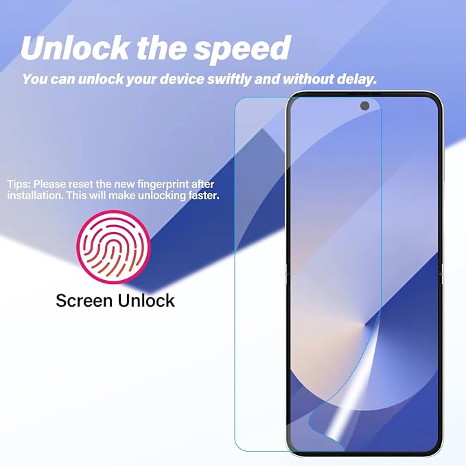 BIGFACE [6 in 1 for Samsung galaxy Z Flip 6 Screen Protector,2 pack galaxy Flip 6 EPU Film Screen Protector + 2 Pack Tempered Glass Back Screen Protector + 2 Pack Camera Lens Protectors - Image 3