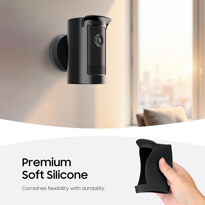 Fintie Silicone Weatherproof Case for Ring Outdoor Cam Plus 2025, Black | Weather Resistant Soft Protective Cover, Dustproof Camera Skin, Hat Brim Design, Easy Slip-On Installation - Image 5