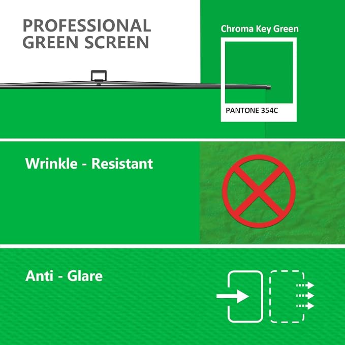 【Easy Set Up】 RAUBAY 59.8 x 82.7in Collapsible Green Screen Backdrop | Portable Retractable Chroma Key Panel Photo Background with Stand for Video Conference, Photographic Studio, Streaming - Image 3