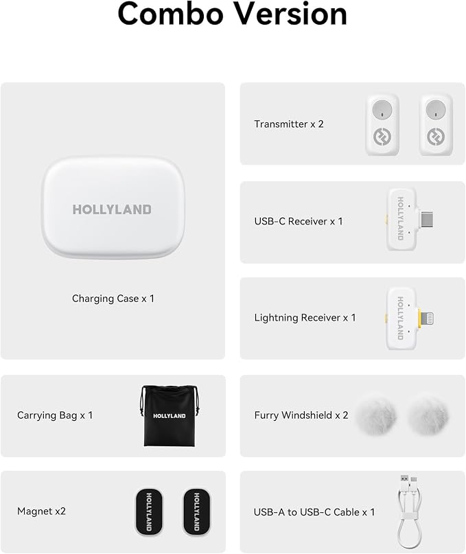 Hollyland Lark A1 Wireless Mini Microphone for iPhone & Android, 48kHz/24-bit, 3-Level Intelligent Noise Cancel, Microphone for YouTube, Podcast, Vlogging (White, 2TX + 2RX + Charging Case) - Image 9