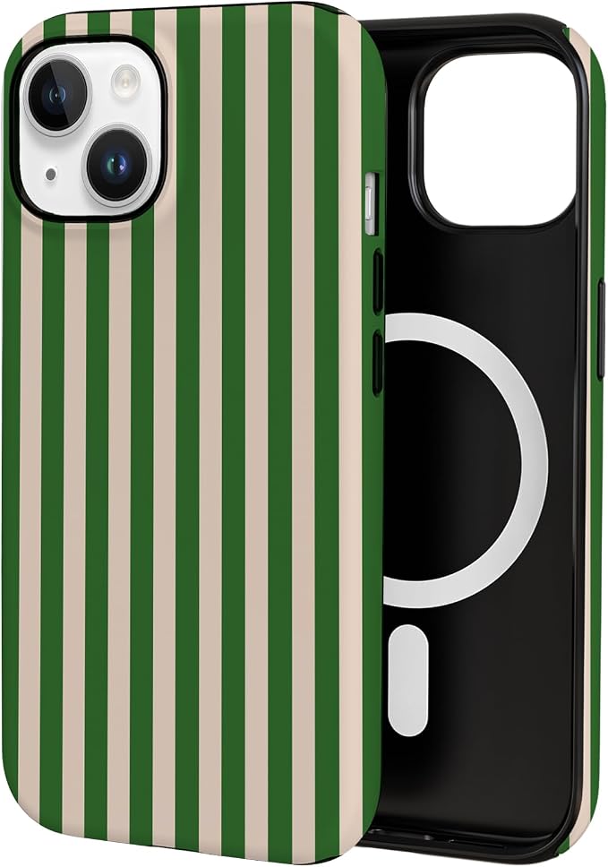 TPU Phone Case for iPhone 15, MagSafe Wireless Charging Compatible, Shockproof Slim Fit Protective Cover with Anti-Yellowing & Raised Camera Protection (Stripe 2, iPhone 15) by Unknown