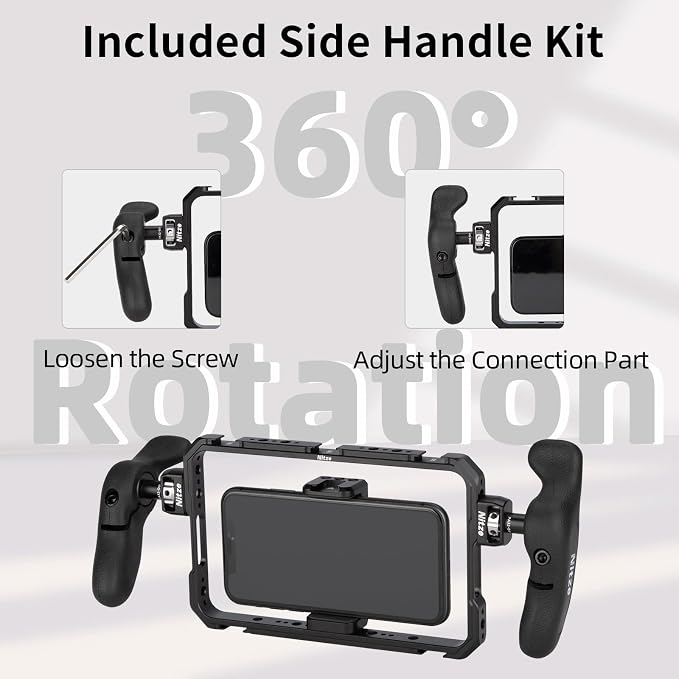 Nitze Smartphone Cage Universal Phone Video Rig - T-MP01B | Ergonomic Side Handles, Adjustable Cellphone Clamp, 5 Built-in Cold Shoes, For Vlogger and Videographer - Image 4