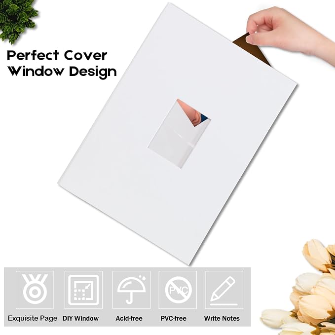 4x6 Photo Album Holds 360 Photos Writing Space, PU Leather, White | Clear Acid-Free Sleeves, Memo Writing Areas, Front Display Window, Baby, Wedding, Travel & Family Picture Keepsakes - Image 5