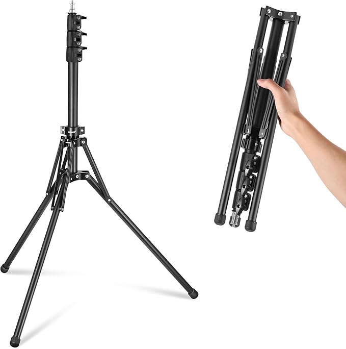 NEEWER Light Stand with 180° Reversible Legs, 70"/178cm Portable Travel Tripod Stand 1/4" Screw & 5/8" Stud for Indoor Outdoor Photography Speedlite Strobe Ring Light Softbox, ST178B, Black by Neewer