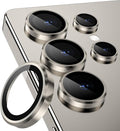 CloudValley for Samsung Galaxy S25 Ultra Camera Lens Protector | 9H Tempered Glass + Aluminum Alloy Individual Lens Protective Ring, [1 Second Installaion] Ultra-HD Glass Cover,Titanium Gray by CloudValley