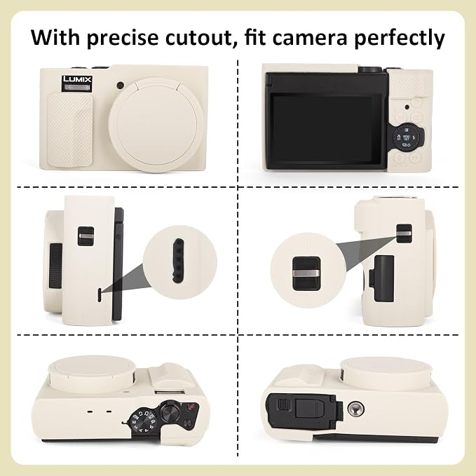 MUZIRI KINOKOO Silicone Sleeve Compatible for Panasonic Lumix ZS99 Camera - Soft Protective Cover for DC-ZS99/TZ99 Digital Camera with Removable Lens Cover - Anti-Slip & Anti-Scratch - Off White - Image 3